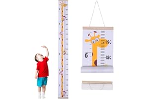 Taicanon Baby Height Growth Chart, Cute animal Pattern Growth Chart for Kids, Wall Hanging Measuring Ruler Removable Canvas a