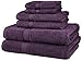 Amazon Brand – Pinzon 6 Piece Blended Egyptian Cotton Bath Towel Set - Plum
