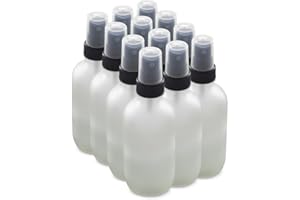 The Bottle Depot - 12 Pack - 4 oz Glass Spray Bottle - Clear Frosted - 22-400 Neck Finish - Boston Round Bottles - UV Rays Protection