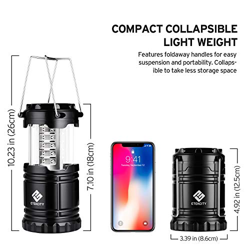 Etekcity-2-Pack-Portable-LED-Camping-Lantern-Flashlights-with-6-AA-Batteries-Survival-Kit-for-Emergency-Hurricane-Outage-Black-Collapsible-CL10