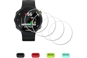 iDaPro [4 Pack] Screen Protector for Garmin Forerunner 55 45 45S Smartwatch + Silicone Anti-dust Plugs Tempered Glass Anti-Scratch Bubble-Free