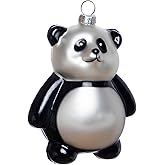Set of 2 Hand Blown Glass Panda Ornament for Christmas Tree, Hanging Glass Panda Christmas Ornaments