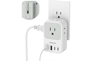 USB C Charger Block 20W, TESSAN PD Fast Charging Adapter with Foldable Plug, 1875W Power Outlet Extender(4 AC and 4 USB) for Cruise, Home, Office, Dorm