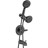 Ultrimkit 5" Dual Shower Faucet Compatible with Delta 13/14 Series Tub Trim Kit, High Pressure Round Rain Shower Head& Handheld Set Faucet System, Matte Black (Valve& Catridge Not Inclued)