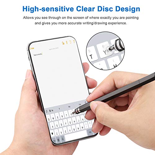Stylus Pen, UROPHYLLA Precision Fine Point Stylus Touchscreen Pen, Capacitive Stylus Pens for iPad, iPhone, Tablet, Laptops, Android and Other Touch Screens with 4 Discs and 3 Fiber Tips (Black/Black) - Thumbnail 5