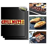 UMOGI Thicken BBQ Grill & Baking Mats Set of 4, Durable Reusable Hundreds of Times Easy to Clean, Non-Stick Grilling Accessories,Heat Resistant,FDA-Approved, Works on Gas Charcoal Electric Grill&More