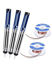 Desoldering Wick & Desoldering Pump, 3 piezas de ventosa de soldadura y 2 piezas de mecha de soldadura (0.098 in de ancho, 4.9 ft de longitud), kit de extractor de soldadura para desoldar