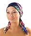 Ashford & Brooks Women's Pretied Fitted Headscarf Chemo Bandana - Blue/Pink Tropical Fronds