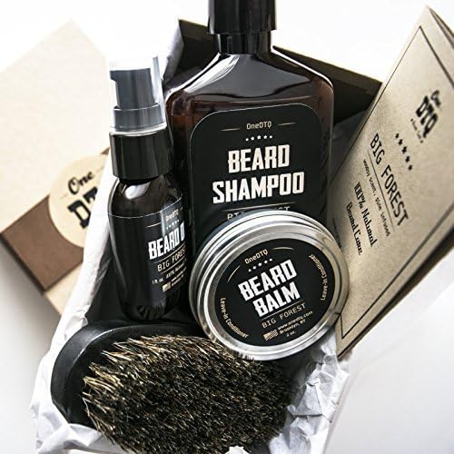 Big Forest Beard Grooming Kit: Beard Growth - Beard Shampoo, Beard Oil, Beard Balm, Beard Brush - Wood Scent - Comes as a Beard Grooming Gift Box by OneDTQ