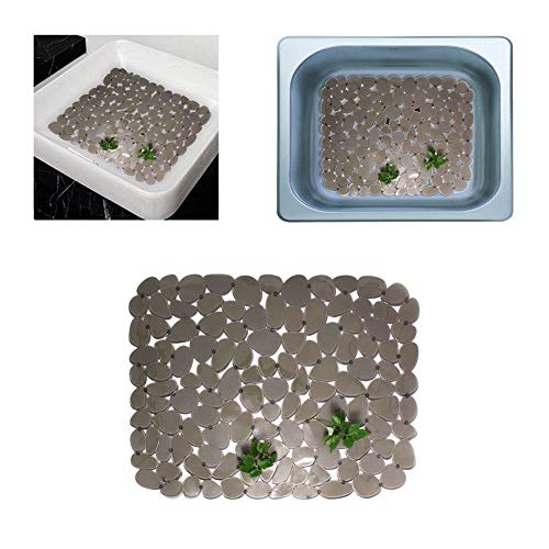 Quable Sink Drainer Mat,Kitchen Sink Mat Protector PVC Protects Glass Pebble Brown (3 PACK)