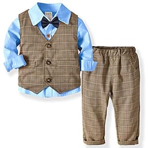 ZOEREA Baby Jongens Kleding Set Doop Bruiloft Gestreept Pak Strik Shirt + Vest + Broek Heer 3-Delige Set