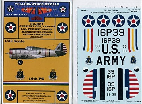 Yellow Wings Decals 1:32 Curtiss P-36A 1939-40 16th Pursuit Group #32-021