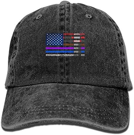 Wfispiy Brazilian Jiu-Jitsu American Flag Denim Hat Adjustable Casual Baseball Hats X1008