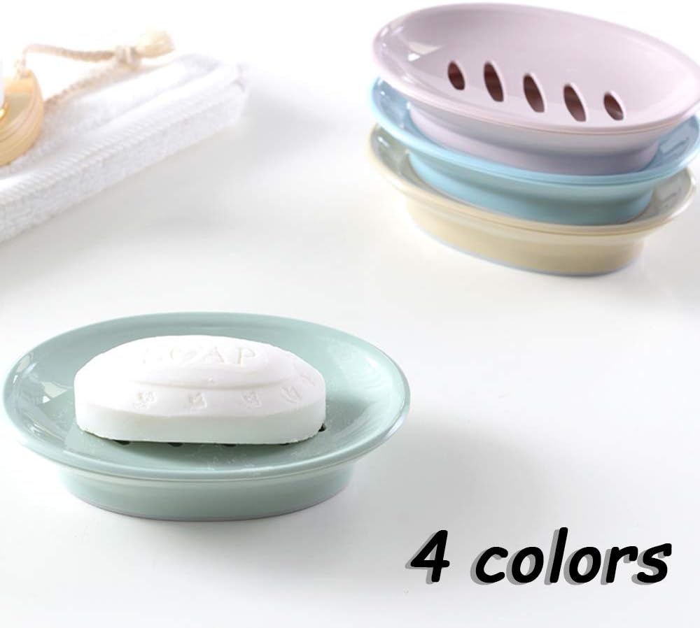 DaKuan 4 Pack Removable Soap Drainers Plastic Soap Holder, Soap Saver Box Container for Bathroom (Pink, Blue, Green, Khaki): Home & Kitchen