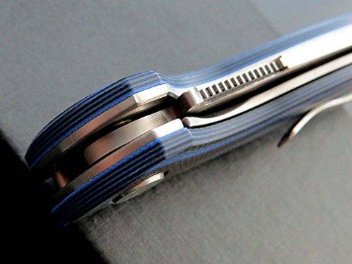 Eafengrow EF33 Folding Knife G10 Handle Ball Bearing Tactical Pocket Knives Outdoor Survival Hunting Camping Tools (Blue stripes) - Thumbnail 7