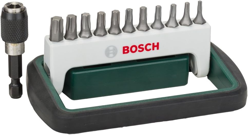 Bosch 2609256D23 11 Piece + 1 Set of Compact Screwdriver Bits T8/T10/T15 (2X)/T20 (2X)/T25 (2X)/T27/T30/T40/1 Universal Bit Holder Magnetic