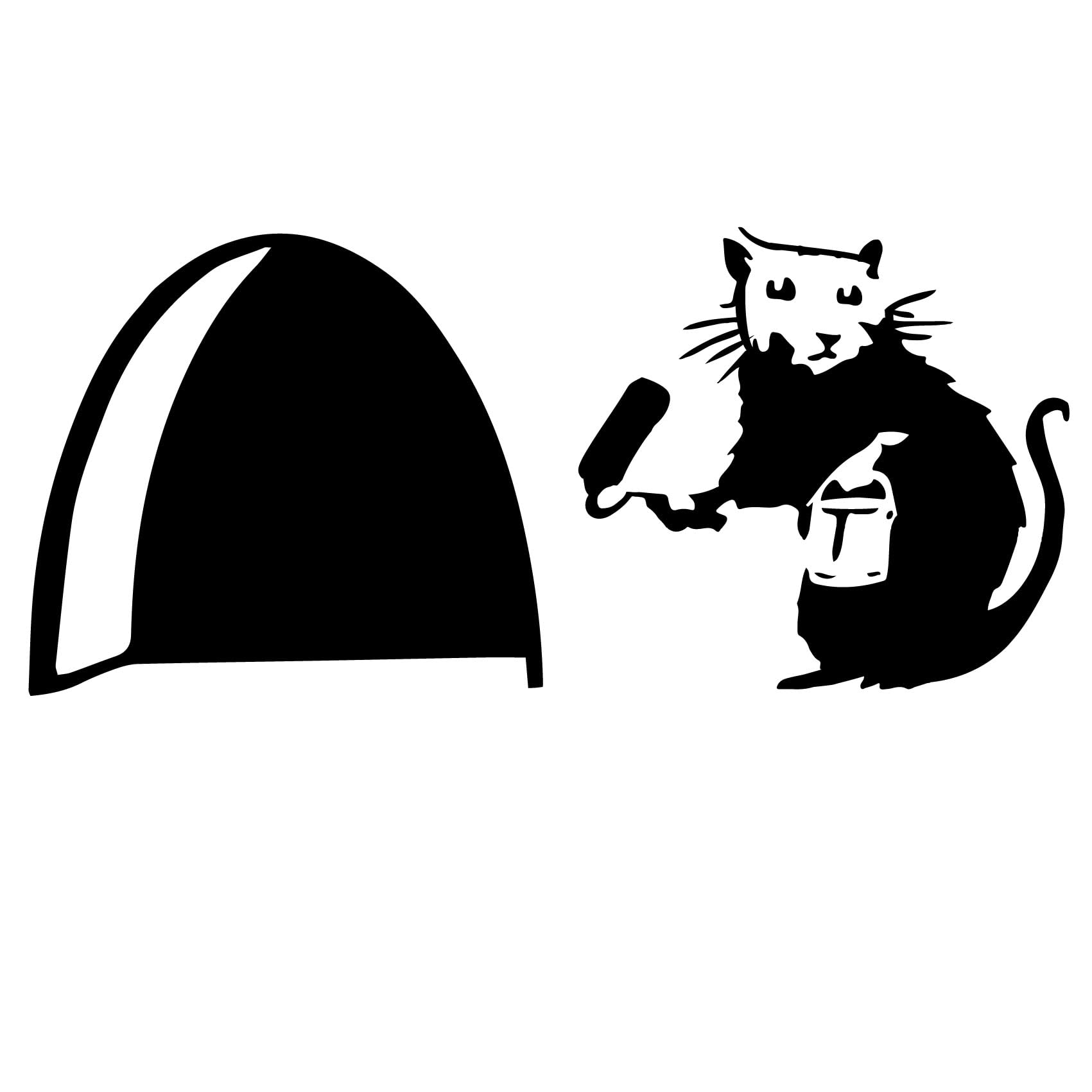 uksellingsuppliers ® Mouse Hole SMALL BANKSY RAT WITH PAINT TIN AND ROLLER Skirting Board Wall Sticker Vinyl Decal 11cm x 5cm