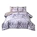 NTBED Marble Comforter Set Queen with 2 Matching Pillow Covers Lightweight Printed Quilted Microfiber Bedding Sets