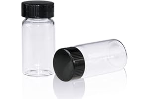 ALWSCI Sample Vial, Clear Glass 24-400 Thread Storage Vial, 20 ml Capacity, 27.5 mm I.D. x 57 mm with 24-400 Black Closed Cap, PE Liner, pack of 100