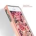 iPhone 5S Case for Girls,Rugged Hard PC Skin Silicone Bumper iPhone SE Shockproof Case Hybrid iPhone 5 Case Protective Shell Anti-scratch Back Cover Case for iPhone SE 5S 5 4inch-Rose Gold Grey Flower