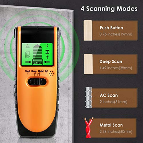 Owlike Stud Finder Sensor Wall Scanner - 4 Modes Multi Function Electronic Stud Sensor Finders Wall Detector Center Finding with Digital LCD Display for Wood AC Wire Metal Studs Detection
