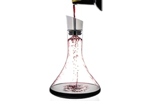 Luxbe - Wine Decanter 1600ml with Aerator Pourer Lid - 2 in 1-100% Hand Blown Lead-Free Crystal Glass, Red Wine Carafe - Desc