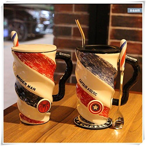 Captain America and Batman Mug, Funny Cup, 580ml Huge Capacity Coffee Mug Mixed Colors Cup Set of 2