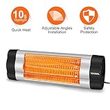 VIVREAL Wall Mounted Heater, 1500W Infrared Heater with Carbon Fiber Tube, Easy to Install in Different Angles Infrared Patio Heater for Home Office Workshop Garage Indoor Use