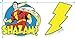 Popfunk Captain Marvel Shazam Lightning T Shirt & Stickers