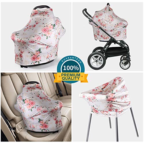 DSYJ Nursing Cover Baby Breastfeeding Scarf with Free Matching Pouch, Car Seat Covers, Boys and Girls Shower Gifts, Multifunctional Cover - Floral