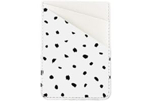 uCOLOR Phone Card Holder Black White Polka Dots PU Leather Wallet Pocket Credit Card ID Case Pouch 3M Adhesive Sleeves Sticker Grip Compatible with iPhone 14 13 12 11 pro max Xs XR 6 SE 7 8 Plus
