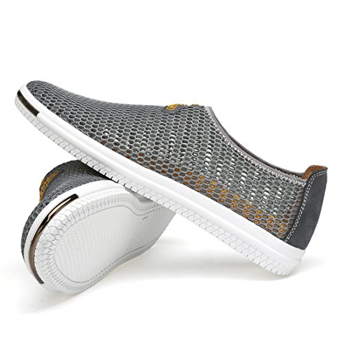 BEFAiR Men's Lightweight Mesh Shoes Stylish Comfort Casual Slip On Loafers Breathable Water Shoes Walking Sneakers Grey