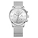 Baogela Mens White Dial Chronograph Military Silver Tone Stainless Steel Quartz Wrist Watches