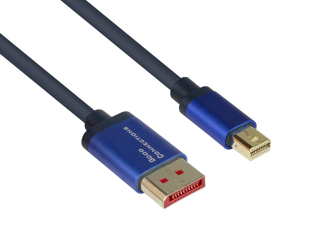 Good Connections® SmartFlex DisplayPort 1.4 to Mini DisplayPort Cable - 8K UHD-2 / 4K UHD - Copper Ladder, Aluminium Housing - Highly Flexible - Dark Blue - 2 m