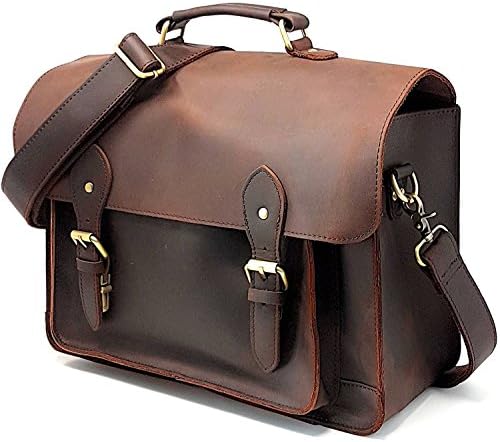 CHI DSLR Laptop Briefcase; Vintage Leather Camera Bag with Removable Insert; Handcrafted with Genuine Leather; Fits Professional Size DSLR with Lens for Canon Nikon Sony;