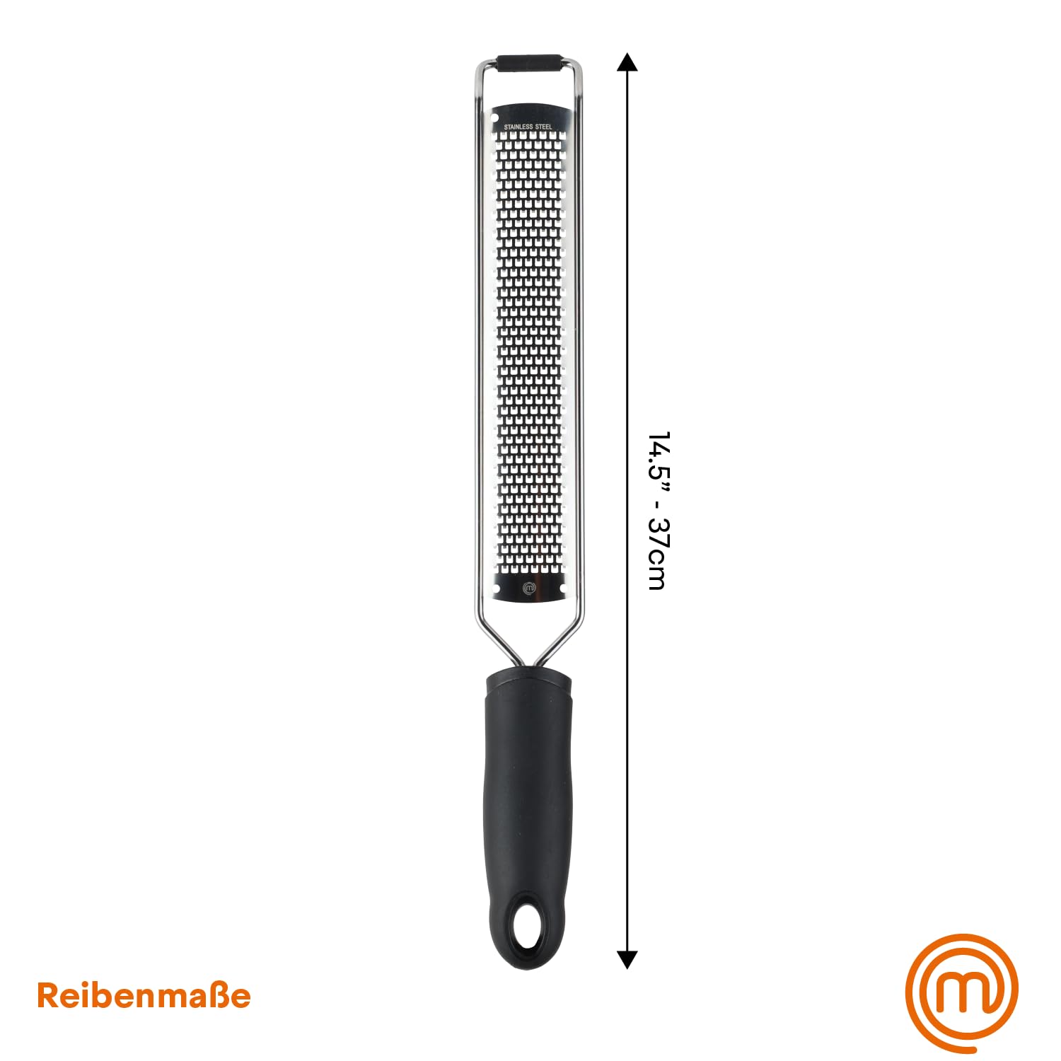 MasterChef Parmesanreibe Zester, Zestenreißer, Zitronenreibe, Muskatnuss Reibe, Ingwerreibe, Handreibe mit Rassiermesserscharfe Edelstahlklinge und Ergonomisch Rutschfester Griff, Spülmaschinenfest 6