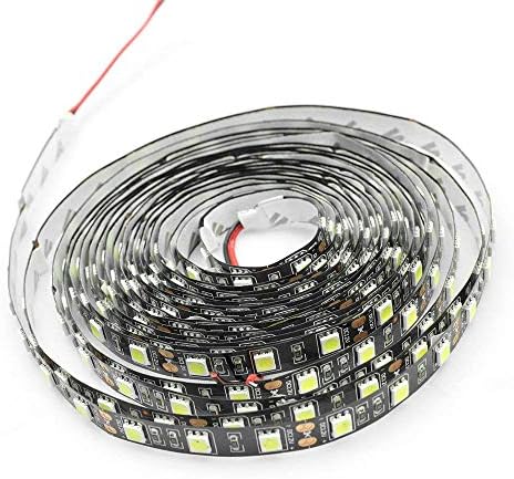 MIYOLE 16.4FT 300LEDs LED Flexible Strip Light 5050 DC12Volt Decorative Lighting Cool White Black PCB