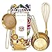 Homestia 10PCS Gold Measuring Spoons and Cups Set, Stainless Steel, Kitchen essentials for Cooking and Baking, Measurements for Dry & Liquid Ingredients