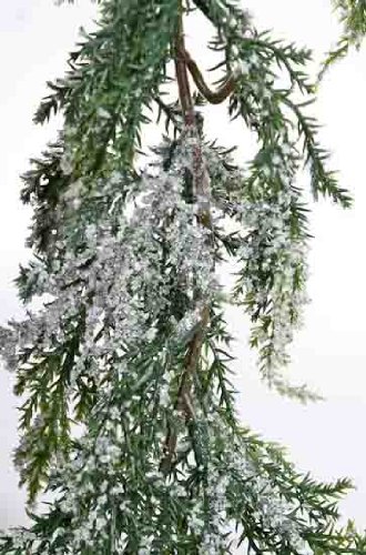 Factory Direct Craft Artificial Vinyl Cedar Garland with Faux Snow for Holiday, Christmas, Ski and Lodge Decorating