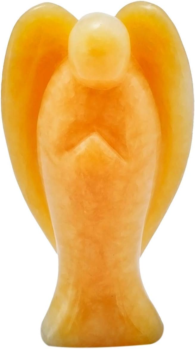 mookaitedecor 3 Inch Yellow Jade Crystal Guardian Angel Gemstone Carved Figurine Statue Home Ornament, Healing Crystal Gifts - Image 3