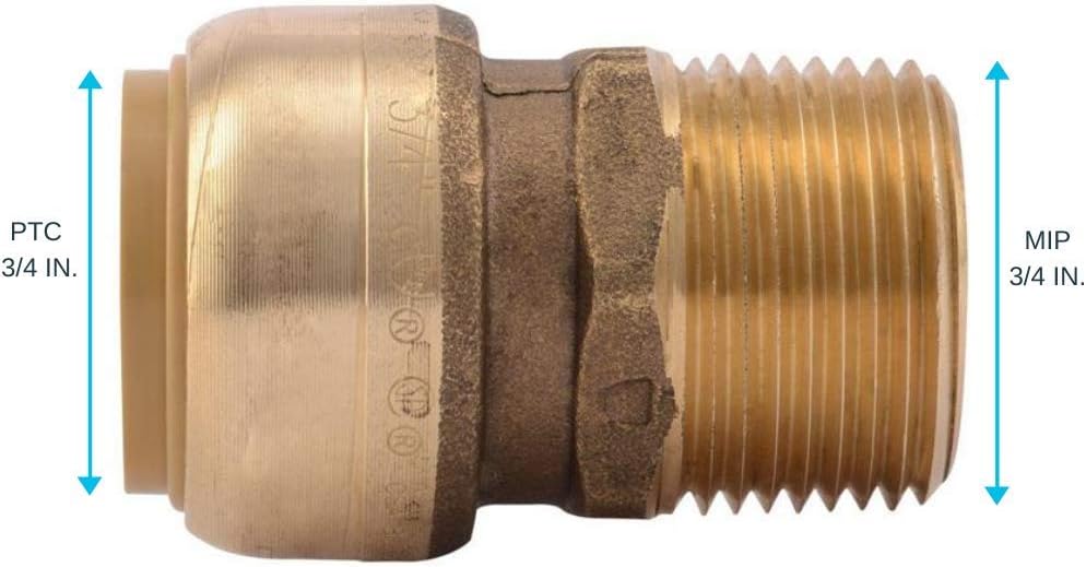 SharkBite U134LFA Straight Connector Plumbing, Male 3/4 in, MNPT, PEX Fittings, Push-to-Connect, Copper, CPVC, 3/4-Inch by 3/4-Inch - Pipe Fittings - 