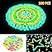 Ohuhu 100 PCS Colorful Glowing Garden Pebbles, Glow in The Dark Decorative Stones for Walkways & Decor, Solar Power Luminous Stones Glowing Rocks for Plants Pot, Fish Tank etc