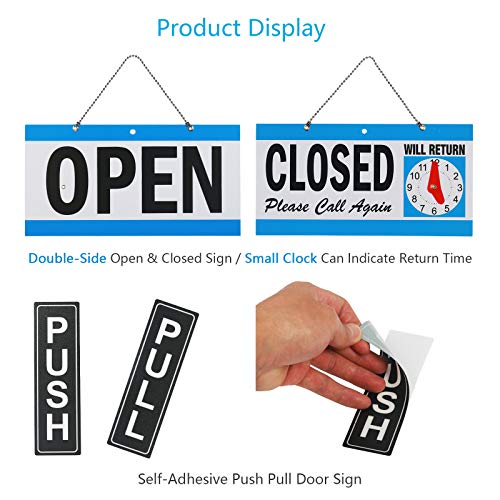 image for Yoklili Open Signs, Business Hours Sign Open Closed Sign Push Pull Doo