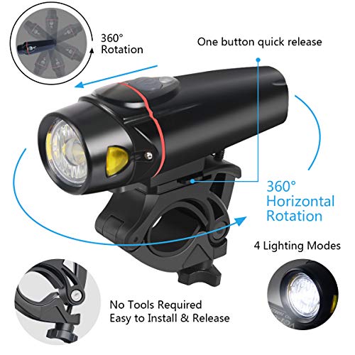 Bike Light set - Waterproof USB Rechargeable LED Bicycle Light Front and Taillight - Easy Install for Kids Men Women Road Cycling Safety Flashlight - Fits All Cyclings, Hybrid, Road, MTB,Night Sports