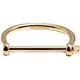Elegatto Bangle Premium 18K Gold Plated Bracelet for Men & Women | Polished Gold-Plated Stainless Steel with Shackle Closure | Unisex Designer Jewelry Bracelets