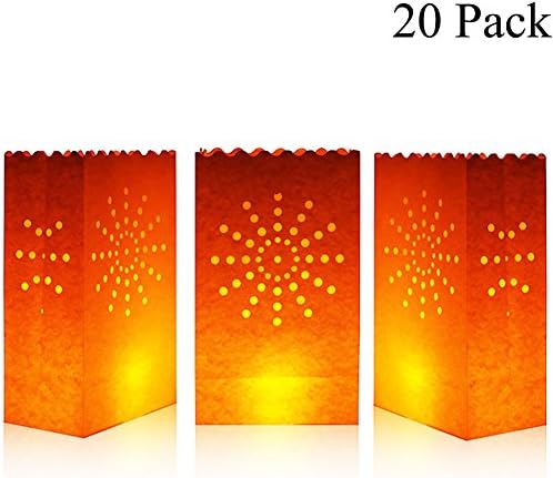 Cospring Luminary Bag Candle Bag Light Holder for Home Outdoor Christmas Wedding Reception Holiday Party and Event Occasion Decoration - Flame Resistant Paper - (20 Count) 01