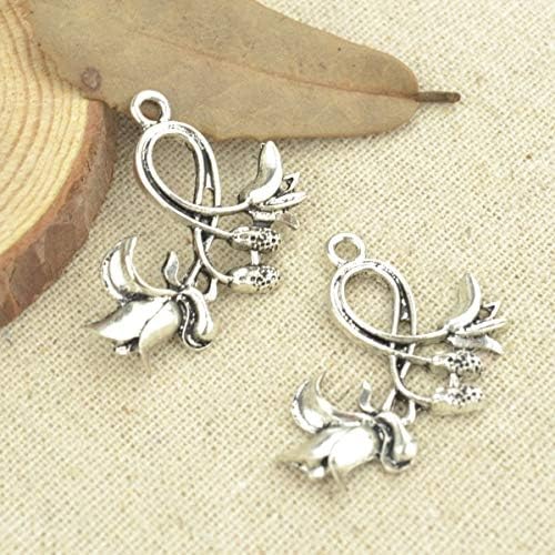 Pasona- Charms - Pcs 3230 mm Antique Silver Tone Flower Charms DIY Jewelry Making 2501 - by Pasona - 1 PCs