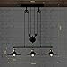 Industrial Vintage Retro Linear Chandelier - LITFAD 35'' Wide Edison Metal Hanging Ceiling Light Gorgeous Pendant Light Island Light Fixture Black Finish with 3 Lights