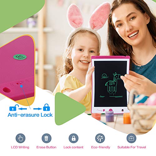 LCD Writing Tablet, Electronic Drawing Board and Doodle Board Gifts for Kids at Home and School (Pink)