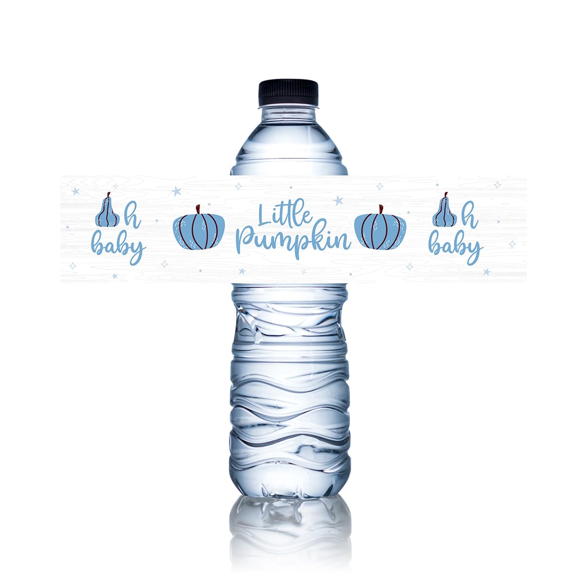 Photo 1 of 100pcs Blue tle Pumpkin Boy Baby Shower Water Bottle Labels Waterproof Wrappers for Fall Baby Shower Decorations and Party Drink Stations
